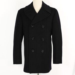 Vintage Black Heavy Wool NAVY Pea Coat